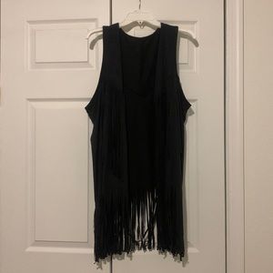 Black Fringe Western Vest/Cover